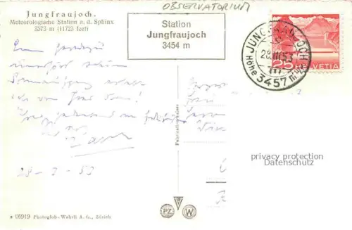 AK / Ansichtskarte Observatorium Sternwarte Urania Jungfrau Joch Schweiz 