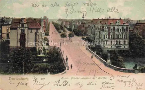 AK / Ansichtskarte BRAUNSCHWEIG  CITY Kaiser Wilhelm Strasse mit Bruecke