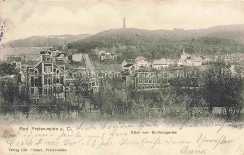 AK / Ansichtskarte Bad Freienwalde Oder Brandenburg Panorama Blick vom Schlossgarten