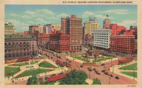 AK / Ansichtskarte CLEVELAND  Ohio USA Public Square looking Southeast Illustration