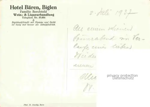 AK / Ansichtskarte Biglen BE Hotel Baeren Kirche