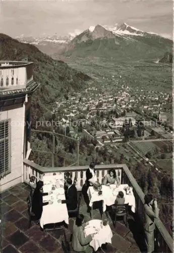 AK / Ansichtskarte Bad Ragaz Ragatz SG Hotel Restaurant Wartenstein Blick auf Churfirsten Gonzen und Alvier