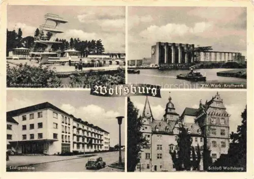 AK / Ansichtskarte WOLFSBURG Schwimmstadion VW-Werk Kraftwerk Ledigenheim Schloss
