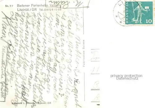 AK / Ansichtskarte Litzirueti Litzi-Rueti Arosa GR Badener Ferienheim Valbella Wintersportplatz Alpen