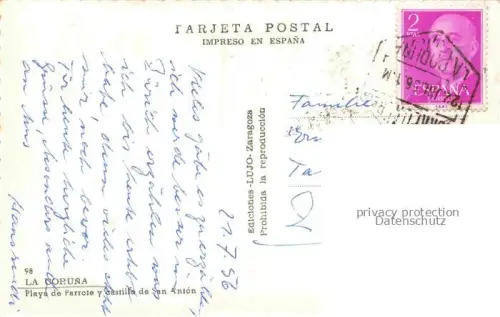 AK / Ansichtskarte LA CORUNA A Coruna ES Playa de Parrote y castillo de San Anton