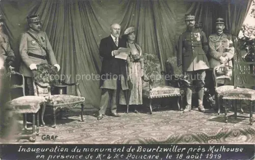 AK / Ansichtskarte Bourtzwiller Burtzweiler Mulhouse Muehlhausen 68 Haut-Rhin Inauguration du Monument en présence de M. et Mme Poincaré