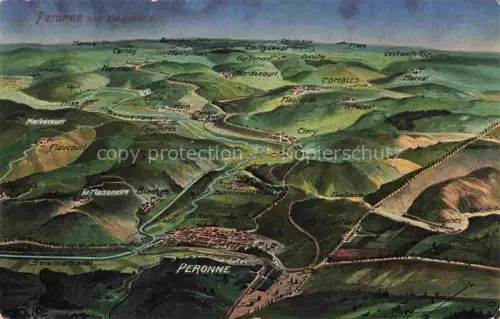 AK / Ansichtskarte PERONNE  80 Somme und Umgebung Panoramakarte aus der Vogelperspektive