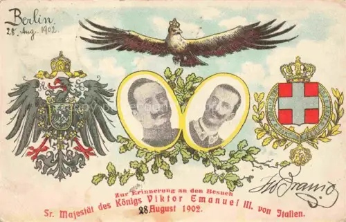 AK / Ansichtskarte BERLIN  CITY Zur Erinnerung an Besuch von Sr. Majestaet des Koenigs Viktor Emanuel III. von Italien Wappen Krone