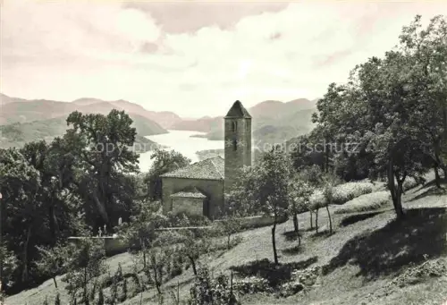 AK / Ansichtskarte Cademario LUGANO TI Chiesa Rmania e vista sul Lago di Lugano