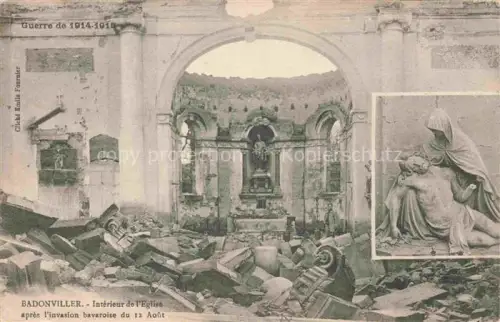 AK / Ansichtskarte Badonviller Luneville 54 Meurthe-et-Moselle Interieur de l Eglise Guerre de 