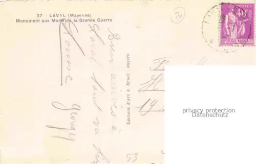 AK / Ansichtskarte LAVAL  53 Mayenne Monument aux Morts de la Grand Guerre