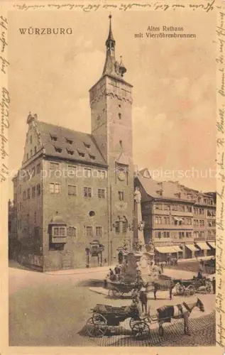 AK / Ansichtskarte WueRZBURG Bayern Altes Rathaus mit Vierroehrenbrunnen
