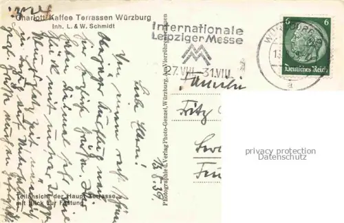 AK / Ansichtskarte WueRZBURG Bayern Charlott Kaffee Terrassen