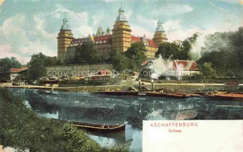 AK / Ansichtskarte ASCHAFFENBURG Main Bayern Blick ueber den Main zum Schloss Kuenstlerkarte