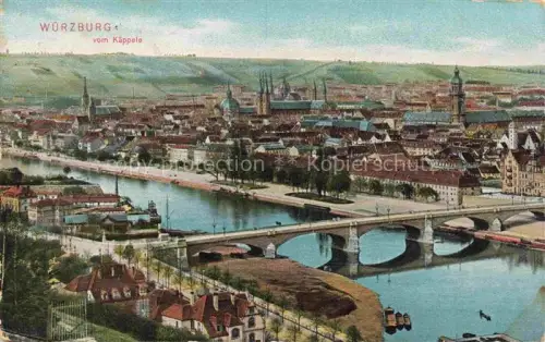 AK / Ansichtskarte WueRZBURG Bayern Stadtpanorama Blick vom Kaeppele Mainbruecke