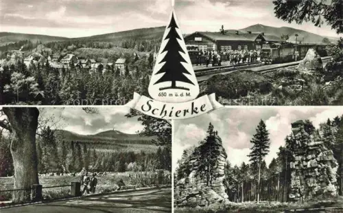 AK / Ansichtskarte Schierke Harz Panorama Bahnhof Waldpartie Felsen