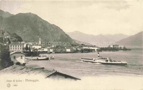 AK / Ansichtskarte Menaggio Lago di Como Lombardia IT Panorama Blick ueber den See Dampfer