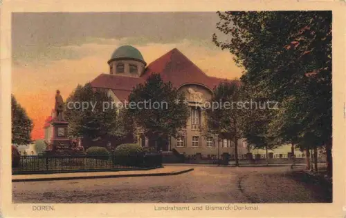 AK / Ansichtskarte Dueren Rheinland NRW Landratsamt und Bismarck Denkmal
