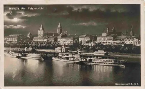 AK / Ansichtskarte MAINZ  Rhein Totalansicht Blick ueber den Rhein Sommernacht-Serie 6