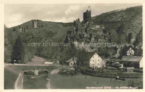AK / Ansichtskarte Manderscheid Eifel Panorama mit den beiden Burgen