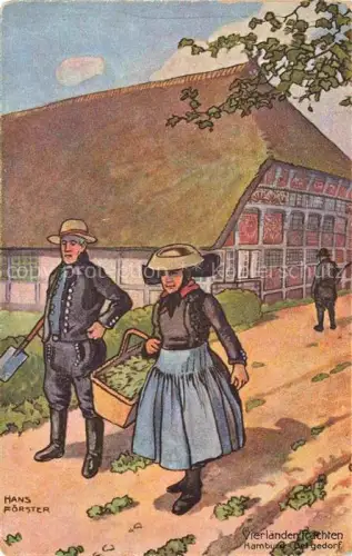 AK / Ansichtskarte FoeRSTER Hans Kuenstlerkarte Vierlaendertrachten Hamburg Bergerdorf Eisenwerk 