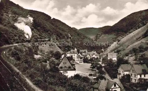 AK / Ansichtskarte Boppard Rhein Rheinland-Pfalz Panorama Muehltal mit Hunsrueckbahn Dampflokomotive