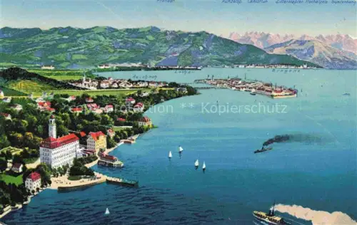 AK / Ansichtskarte Bad Schachen LINDAU Bodensee Bayern Panorama Blick auf die Schweizer Alpen aus der Vogelperspektive Kuenstlerphotochrom