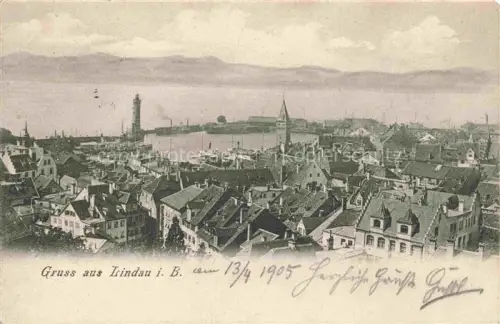 AK / Ansichtskarte LINDAU  Bodensee Bayern Stadtpanorama Hafen Alpen