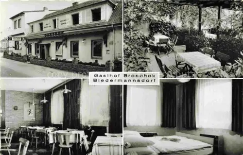 AK / Ansichtskarte Biedermannsdorf Wiener Sueden AT Gasthof Broschek Gastraum Terrasse Fremdenzimmer