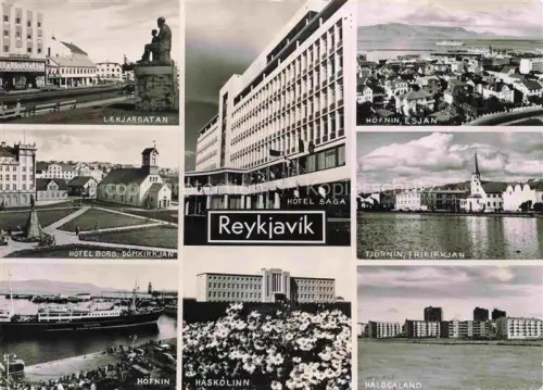 AK / Ansichtskarte Reykjavík Iceland Laekjargatan Hotel Borg Domkirkan Hofnin Haskoelinn Tjoernin Frikirkjan Halogaland Hotel Saga