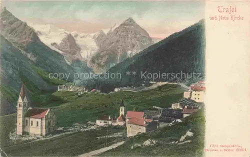 AK / Ansichtskarte Trafoi Stilfs Bolzano Suedtirol IT Ortsansicht mit neuer Kirche Alpen