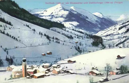 AK / Ansichtskarte Saalbach -Hinterglemm Pinzgau-Pongau AT Winterpanorama mit Glemmertal und Zwoelferkogel Stubaier Alpen
