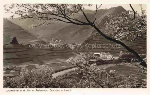 AK / Ansichtskarte Lochmuehle Ahrtal Mayschoss Ahrweiler Rheinland-Pfalz Panorama Blick ins Tal Felsentor Guckley und Laach Baumbluete