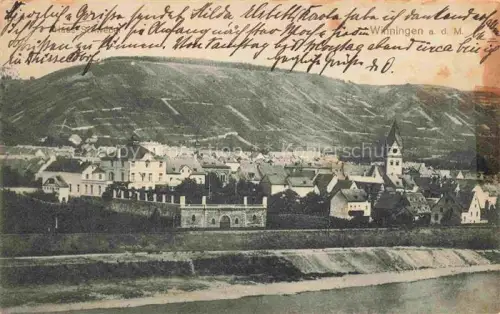 AK / Ansichtskarte Winningen Mosel Rheinland-Pfalz Blick ueber die Mosel zum Ort Haus Schwebel Ansicht mit Kirche