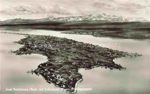 AK / Ansichtskarte Insel Reichenau mit Schweizer Alpen Saentisgruppe Appenzeller Alpen