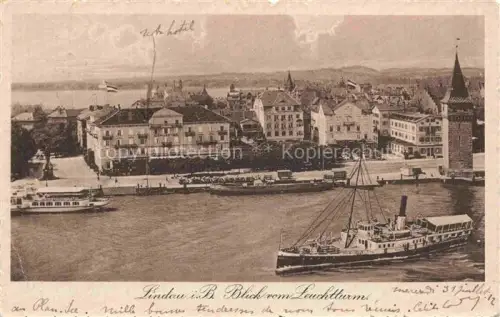 AK / Ansichtskarte LINDAU  Bodensee Bayern Blick vom Leuchtturm Dampfer