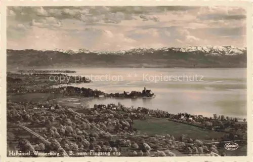 AK / Ansichtskarte Wasserburg am Bodensee Bayern Panorama Halbinsel Schweizer Alpen Serie Deutsche Heimat