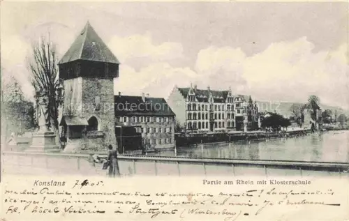 AK / Ansichtskarte KONSTANZ Bodensee BW Partie am Rhein mit Klosterschule