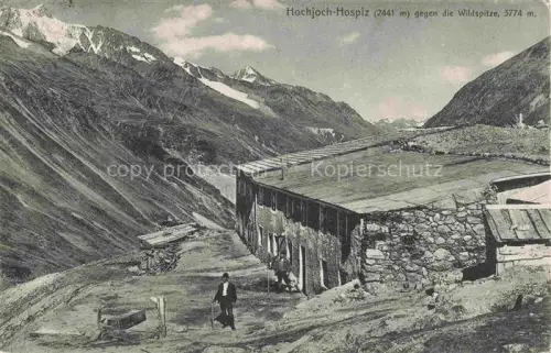 AK / Ansichtskarte Hochjoch-Hospitz 2413m Hochjoch Vorarlberg AT Berghaus Blick gegen Wildspitze