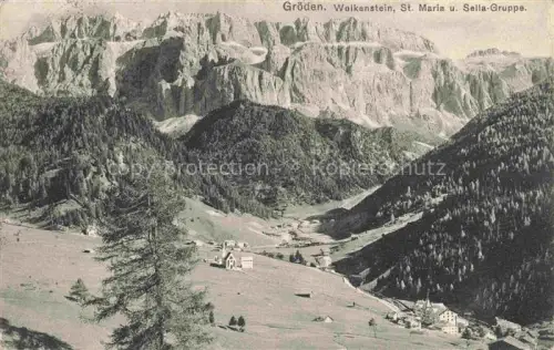 AK / Ansichtskarte Groeden  St Ulrich-Groeden Suedtirol IT Panorama Wolkenstein St. Maria und Sella-Gruppe