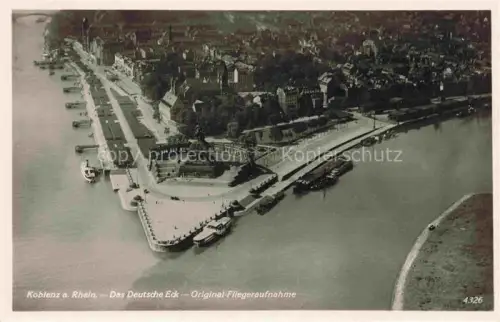 AK / Ansichtskarte KOBLENZ  Rhein Deutsches Ecke Kaiser Wilhelm Denkmal Original Fliegeraufnahme