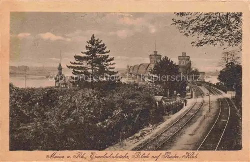 AK / Ansichtskarte MAINZ  Rhein Eisenbahnbruecke Bick auf Ruder-Klub