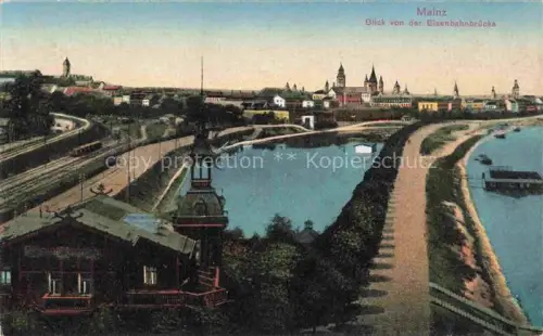 AK / Ansichtskarte MAINZ  Rhein Panorama Blick von der Eisenbahnbruecke