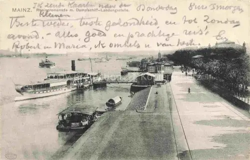 AK / Ansichtskarte MAINZ  Rhein Rheinpromenade Dampfschiff Landungsstelle