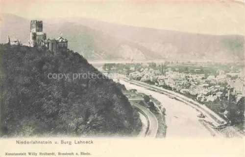 AK / Ansichtskarte Niederlahnstein Lahnstein Rheinland-Pfalz Panorama mit Burg Lahneck