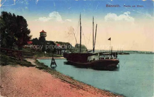 AK / Ansichtskarte Benrath Duesseldorf NRW Partie am Rhein Schiff
