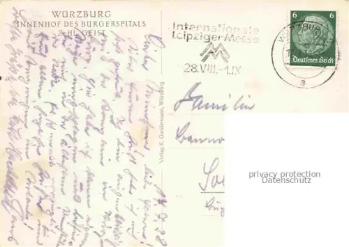 AK / Ansichtskarte WueRZBURG Bayern Innenhof des Buergerspitals Zum Heiligen Geist