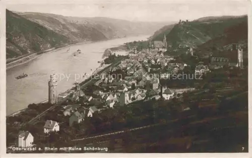 AK / Ansichtskarte Oberwesel Rhein mit Ruine Schoenburg