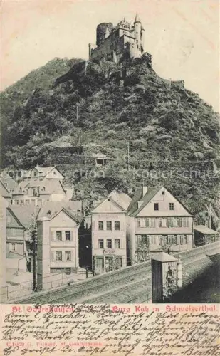 AK / Ansichtskarte St Goarshausen Rhein Schweizerthal mit Burg Katz
