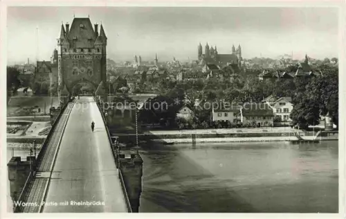 AK / Ansichtskarte WORMS Rhein Partie mit Rheinbruecke
